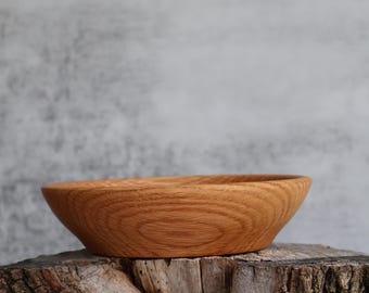 Handcrafted Red Oak Wood Bowl, Rustic Decor, Food-Safe