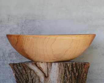 Handcrafted Spalted Maple Wood Bowl: Large Food-Safe Centerpiece