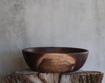 Walnut Wood Bowl Handcrafted in Virginia: Unique Grain, Food-Safe Finish 7" x 2"