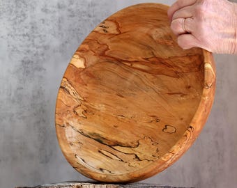 10" Handcrafted Spalted Maple Wood Bowl, Serving Dish