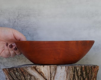 Handmade Cherry Wood Serving Bowl: Artisan Kitchen Decor (8.5" x 2.5")