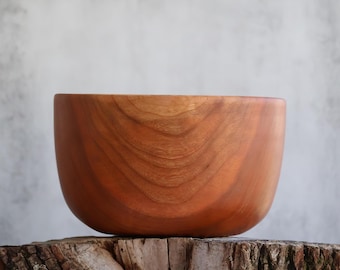 6" x 3.5" Deep Handcrafted Cherry Wood Bowl, Hand-Turned from Locally Salvaged Wood