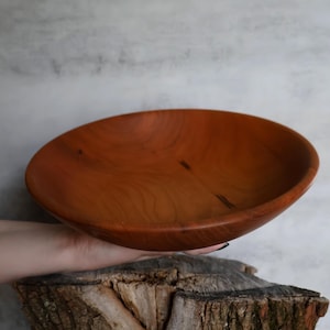 Handcrafted Cherry Wood Serving Bowl: Food-Safe Display Bowl