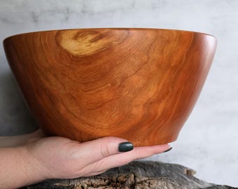 10" Cherry Wood Bowl, Serving Bowl, Food Safe & Sustainably Crafted