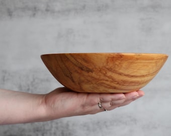 Handcrafted Spalted Maple Wood Bowl: Food-Safe Serving Bowl, Table Centerpiece, 8.25" x 2.5"