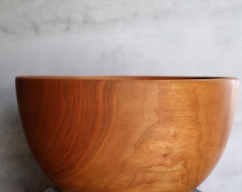 Handmade Cherry Wood Serving Bowl: Food-Safe, 9.25"
