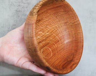 7" x 2.5" Red Oak Handcrafted Wood Bowl, Food-Safe, Made in Virginia