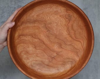 12" x 3" Handcrafted Cherry Wood Bowl: Wood Home Decor for Kitchen, Dining, Living Room