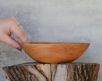 Handcrafted Maple Wood Bowl: Food-Safe Serving Bowl, Table Centerpiece, 9.5" x 3"