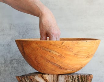 Handcrafted Spalted Maple Large Wood Bowl: Artisan Bowl from Virginia, Food Safe Finish, 11" x 4"