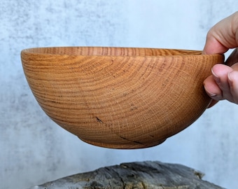 6.75" Handcrafted Red Oak Wood Bowl, Food-Safe Finish, Rustic Decor, Salvaged Wood from Virginia
