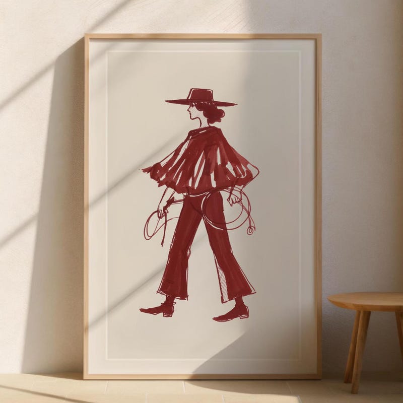 Line Drawing Cowgirl - Etsy