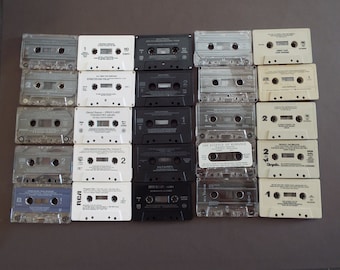 lot of 25 cassette tapes, for CRAFTS, wall decor , REPURPOSING, diy, vintage