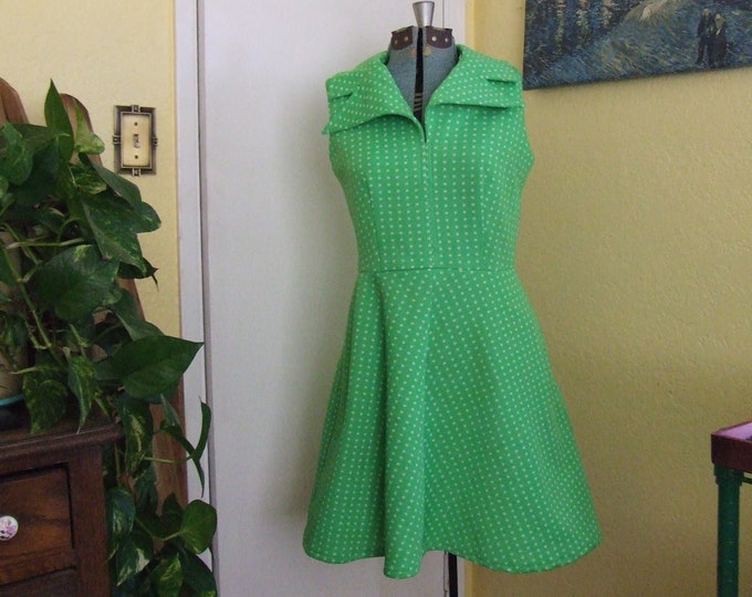 Vintage Saks Fifth Avenue Young Dimensions Lime Green Polkadot 60s 70s