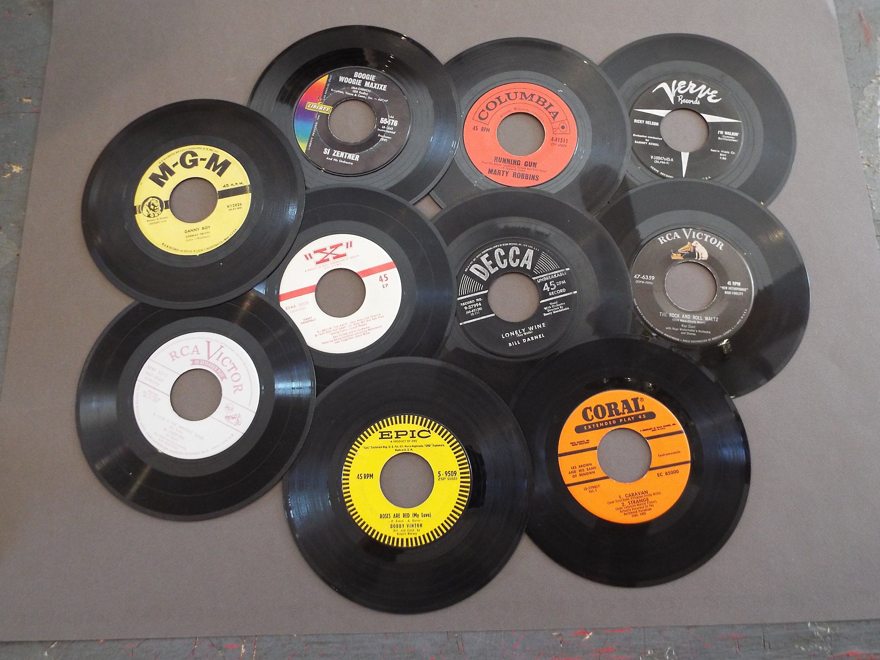Lot of 10 7 45 rpm Vinyl RECORDS for CRAFTS Etsy