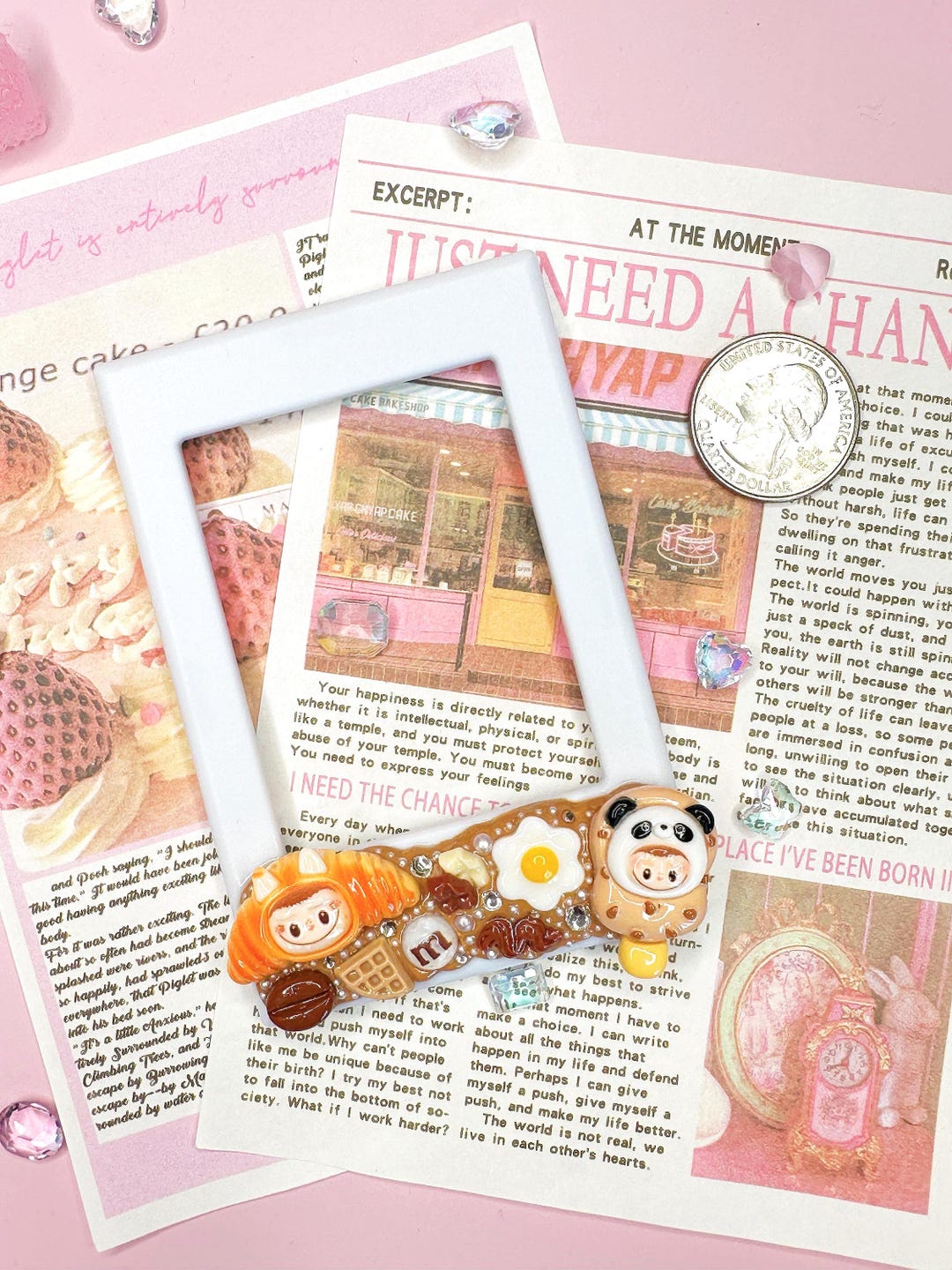 Labubu In Frame Labubu Magnetic Photo Frame: Decoden Cream Glue & Resin Charms - Etsy