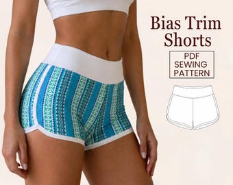 Patron de couture PDF pour shorts de sport, patron de shorts de sport taille haute pour femmes, tailles XS-4X, patron de shorts de sport, téléchargement immédiat