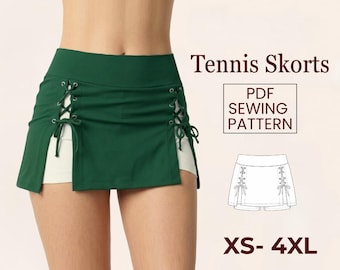 Patron de couture jupe-short de tennis taille haute – jupe de sport à lacets avec short intérieur (PDF)