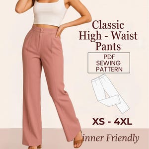 High-Waist Straight Leg Pants Sewing Pattern: Beginner-Friendly (PDF Download XS-4XL)
