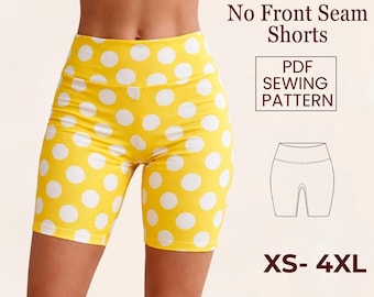 Patron de couture PDF pour short cycliste, short de yoga sans couture devant, tailles XS à 4X