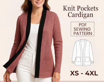 Patrón de Costura PDF Cardigan avec Bolsillos | Fácil para Principiantes (Tailles XS - 4XL)