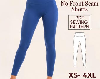 Patron de couture PDF pour leggings sans couture, TP-4X, short de yoga sans couture sur le devant