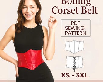 Patron de couture de ceinture corset, Serre-taille à lacets PDF, Ceinture conviviale, XS–3XL