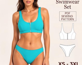 Patron de couture pour ensemble bikini | Bas réversible échancré (Téléchargement PDF)