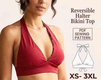 Patron de couture pour haut de bikini dos nu – Maillot de bain effet sans coutures (XS-3XL) (PDF)