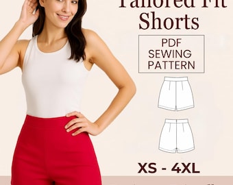 High Waist maßgeschneiderte Shorts Schnittmuster: Anfänger-freundliche PDF (XS-4XL)