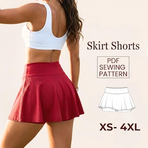 Women's Skort Sewing Pattern, Athletic Tennis Skirt Shorts, Sizes XS-4XL (PDF Download)