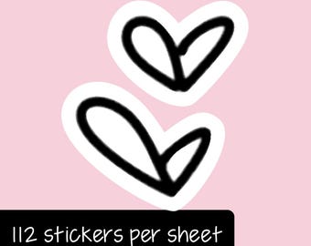 Heart Planner Stickers | Minimal Heart Icons | Cute Bullet Journal Stickers | Functional Planner Doodles