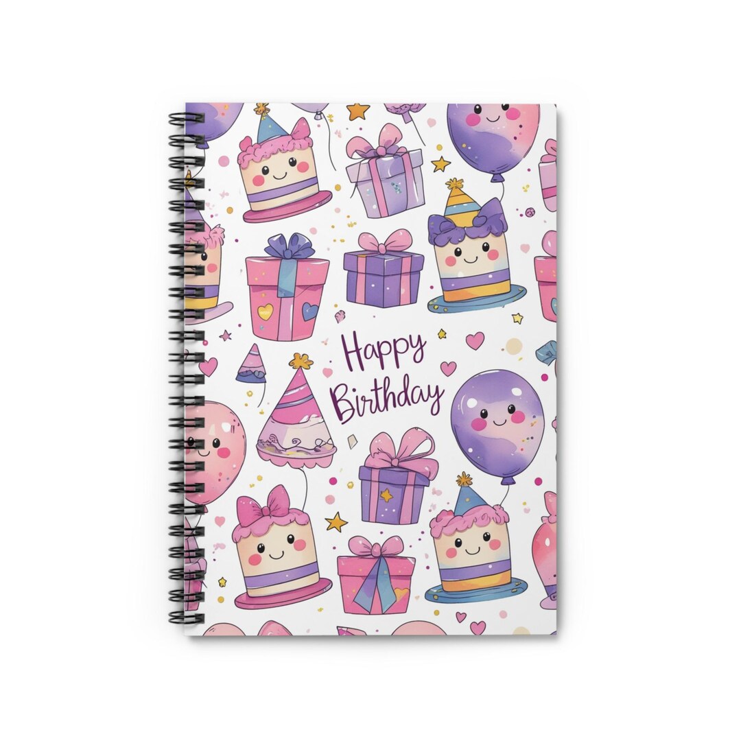 Birthday Spiral Notebook - Ruled Line, Happy BIRTHDAY NOTEBOOK SPIRAL ...