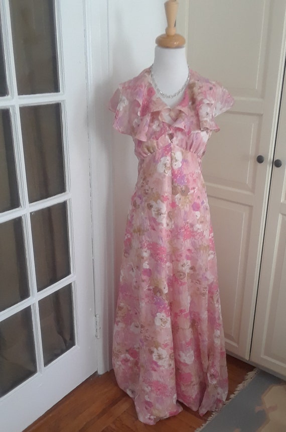 60s Dress, 1960s, Pink, Floral, Halter + Bolero Ja
