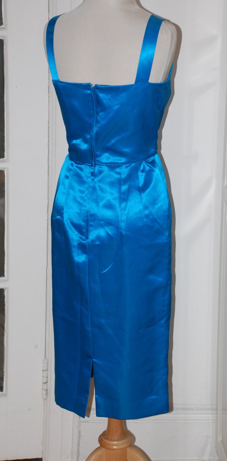 50s Wiggle Dress 1950s Satin Sky Blue Bombshell - Etsy