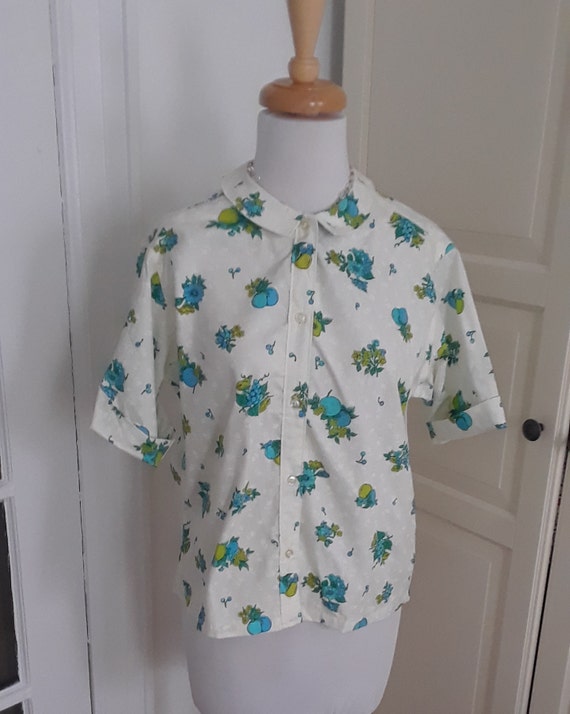 50s Blouse 1950s NOS Fruits Floral Short Sleeve Hyannis - Etsy