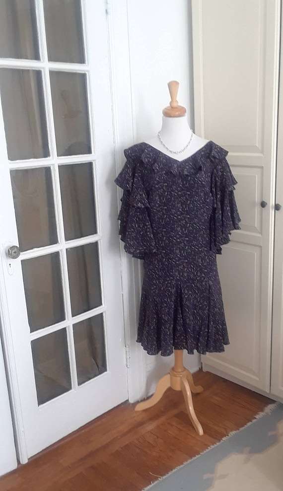 20s 40s Dress, Novelty Print, 1940s, Silk, Sleeve… - image 1