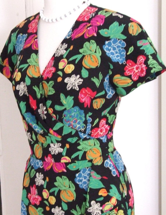 80s Dress, Novelty Print, Ungaro Paris,1980s, Des