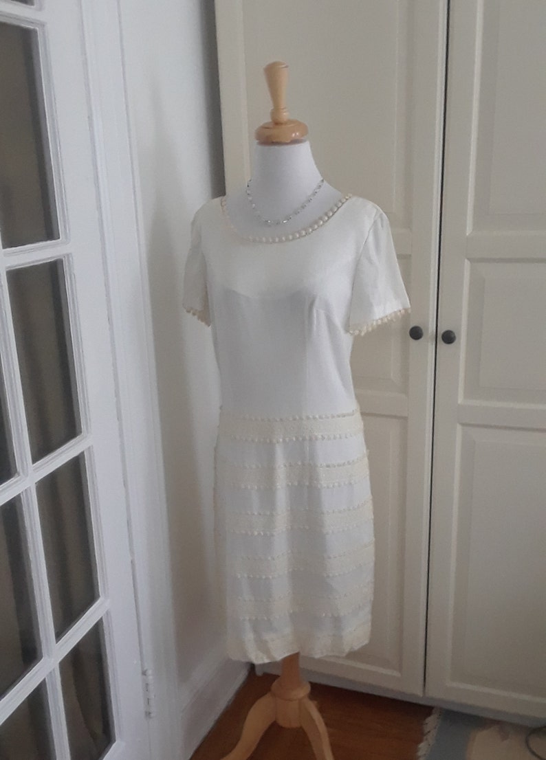 white linen sheath dress