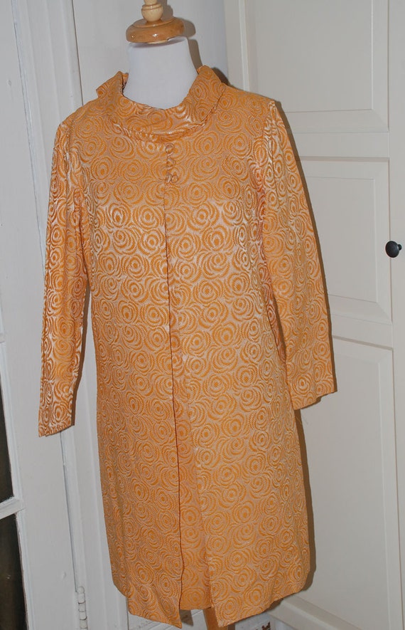 60s Creamsicle Orange Brocade Dress Coat Ensemble Outfit 2 | Etsy