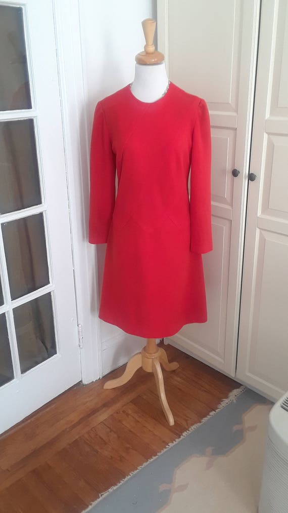 60s Dress 1960s Mod Lipstick Red A Line Architectural | Etsy