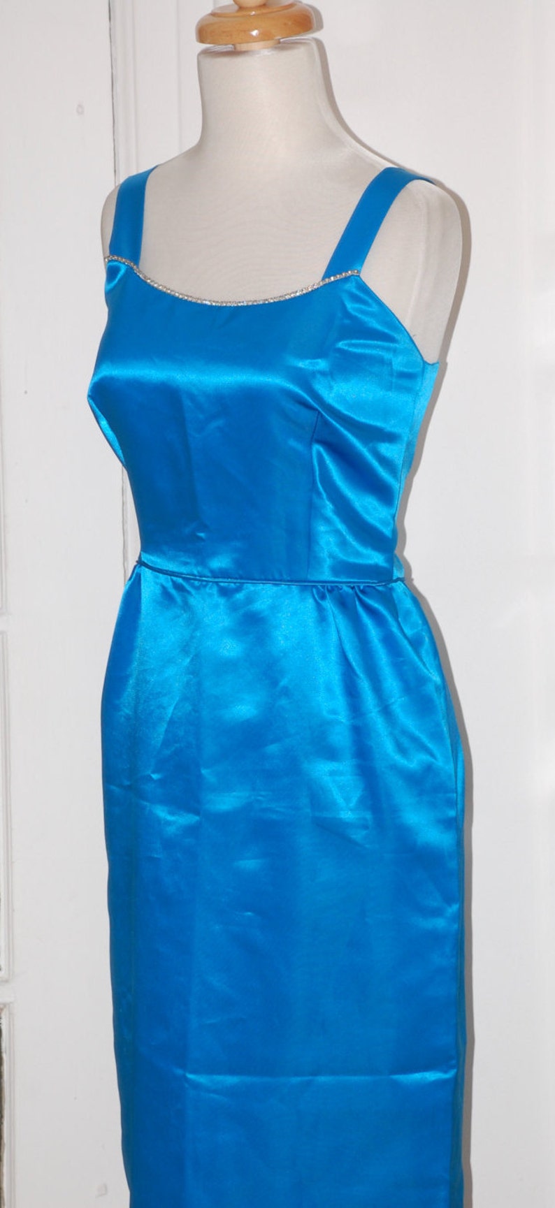 50s Wiggle Dress 1950s Satin Sky Blue Bombshell - Etsy