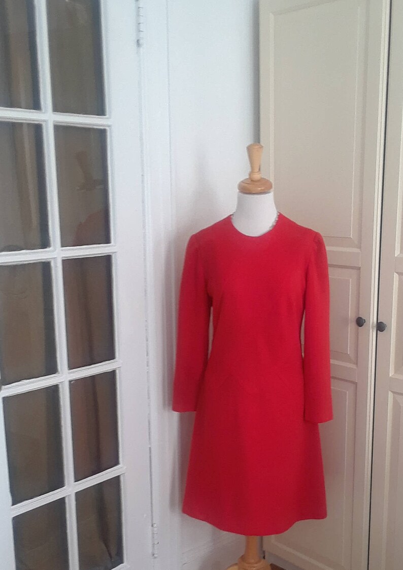 60s Dress 1960s Mod Lipstick Red A Line Architectural - Etsy