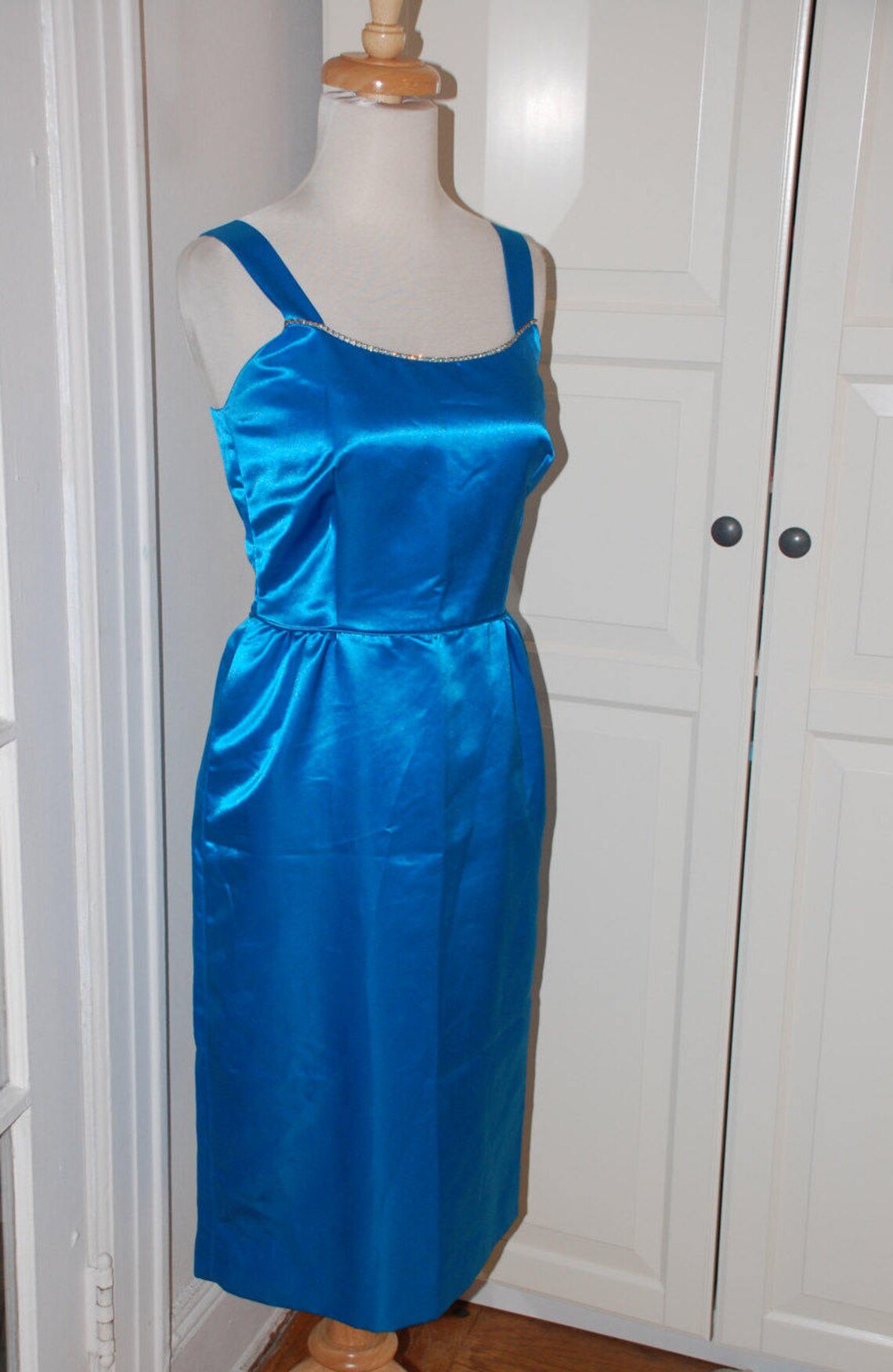 50s Wiggle Dress 1950s Satin Sky Blue Bombshell - Etsy