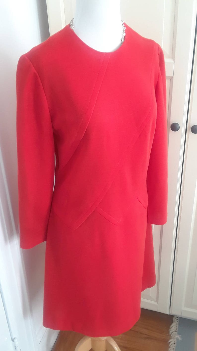 60s Dress 1960s Mod Lipstick Red A Line Architectural - Etsy