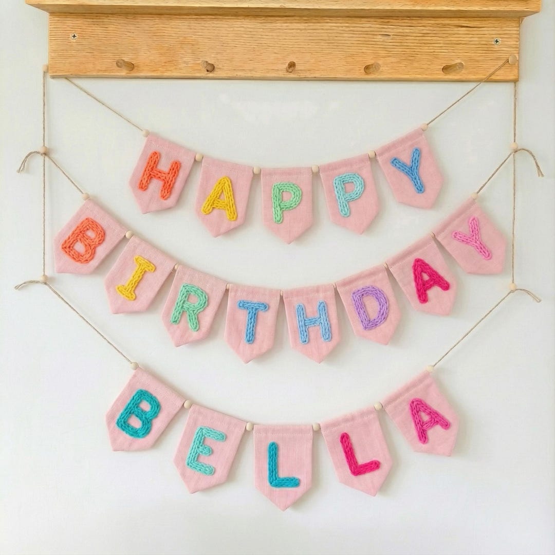 Gold Happy Birthday Garland Banner - 6.5 Feet, Pre-Strung, No DIY, Reusable - View #11