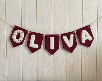 Banderines con nombre personalizados, guirnalda para decoración de dormitorio de niña, banderines con nombre para guardería, banderines con nombre personalizados para niños, letrero con nombre de bebé para niño