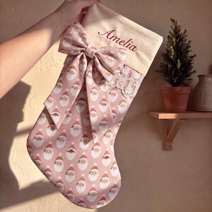 Personalized Christmas Stocking: With Name Embroidery, Bow, Ruffle Cuff, and Lace Options