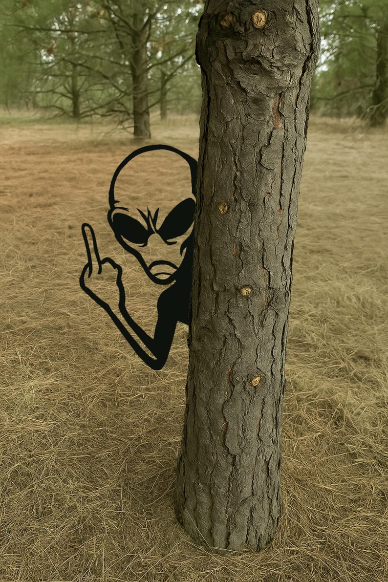 Alien Peek-a-Boo Metal Sign,