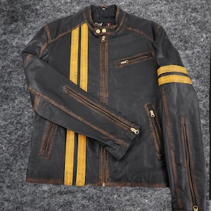 Men’s Motorcycle Biker Vintage Café Racer Distressed Black Real Leather Jacket | Original Real Leather Jacket For Bikers | Best for Riders